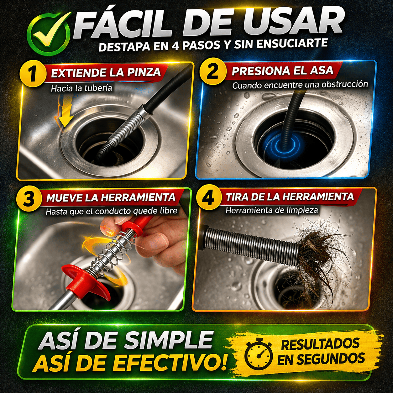 🚿DrainPRO™ Destapa. Atrapa. Saca.