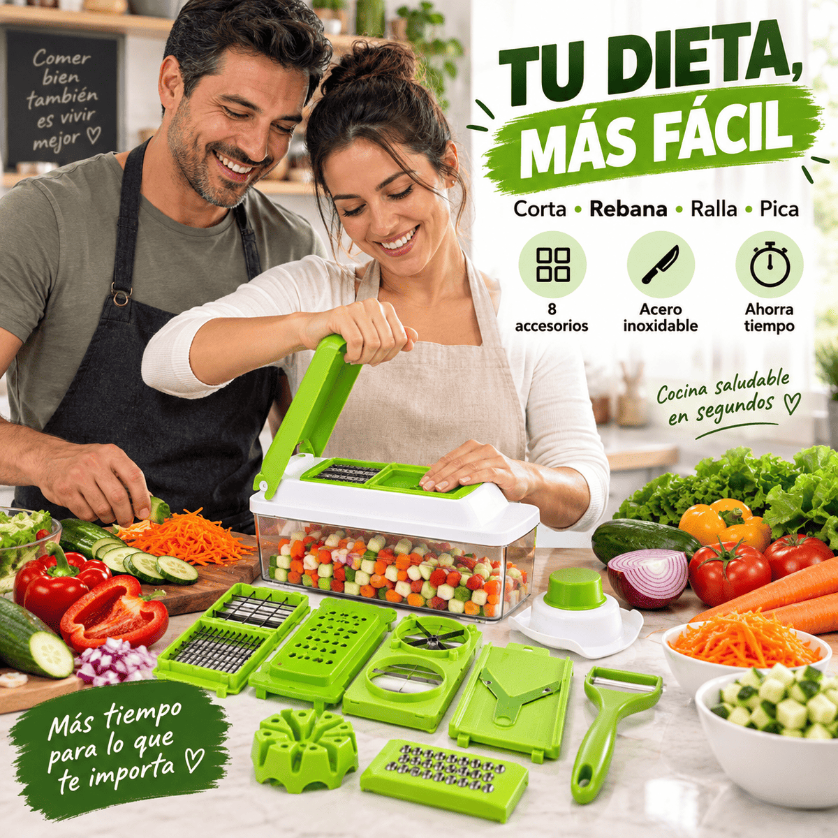 🥕 Cortador de verduras 🍅 Sano y rápido✨