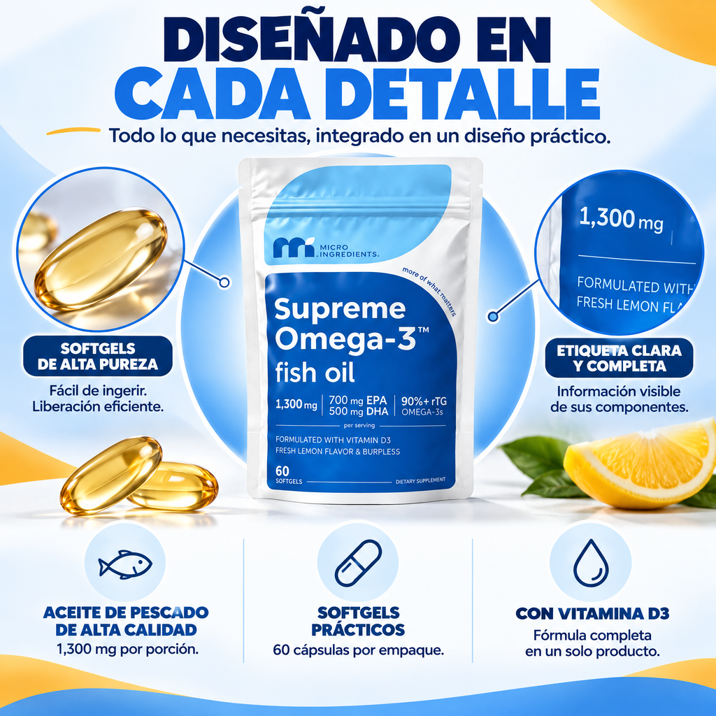 VitalOmegas® Suplemento Omega-3 Esencial 1300mg