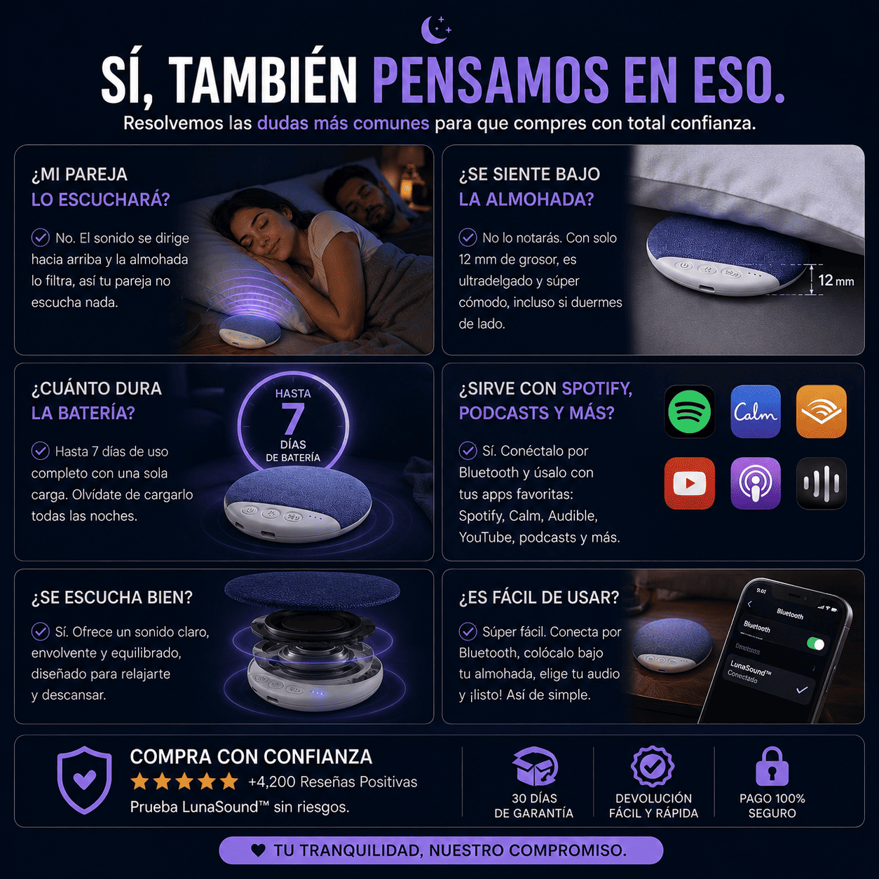 🌙✨ LunaSound™ Bocina: escucha y duerme sin despertar a nadie.