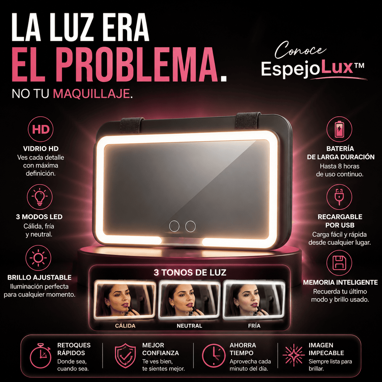 💄 EspejoLux™ | Llega siempre impecable