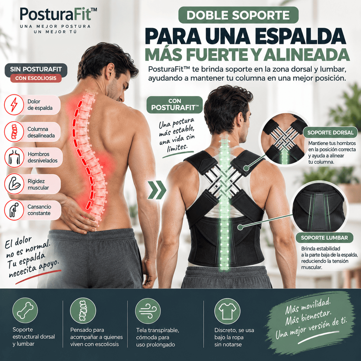 🦴 PosturaFit™ | Apoyo estructural para tu espalda
