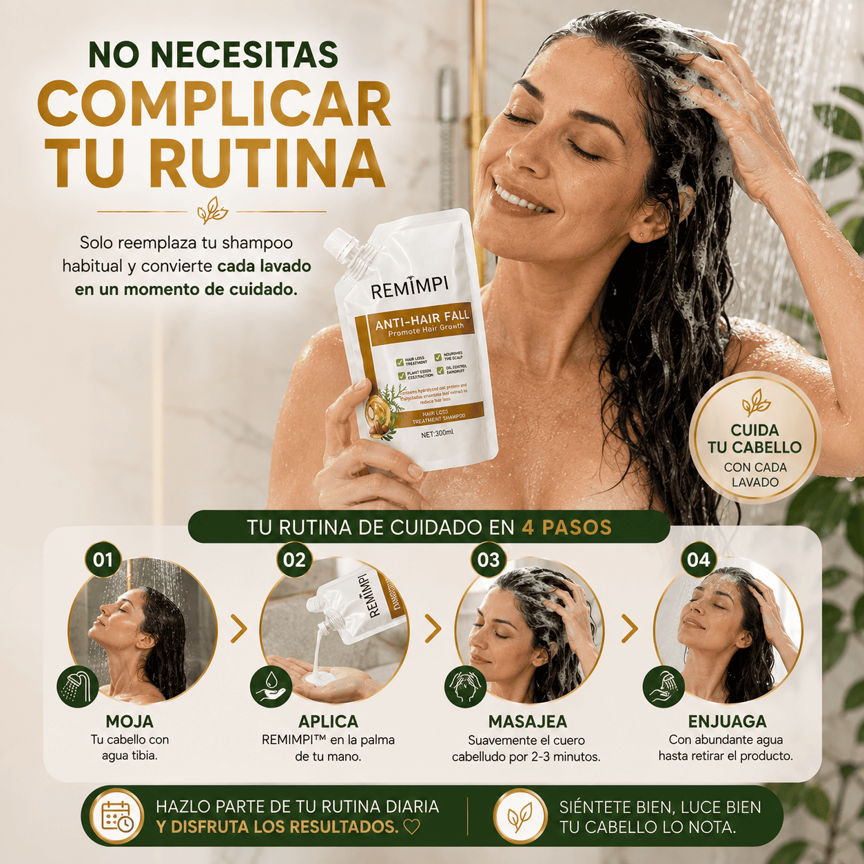 🌿 REMIMPI™ Menos Caída, Cabello Más Fuerte