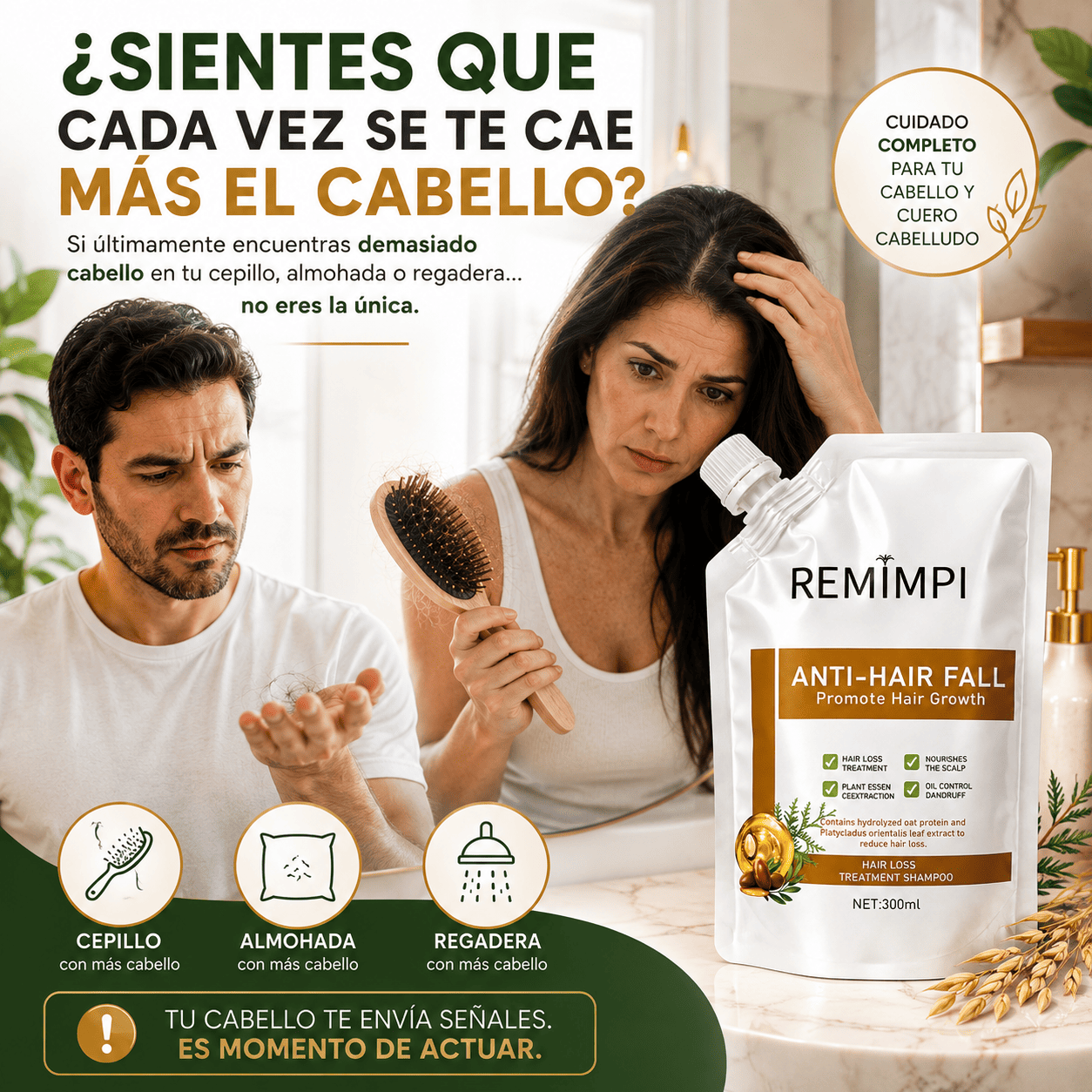🌿 REMIMPI™ Menos Caída, Cabello Más Fuerte