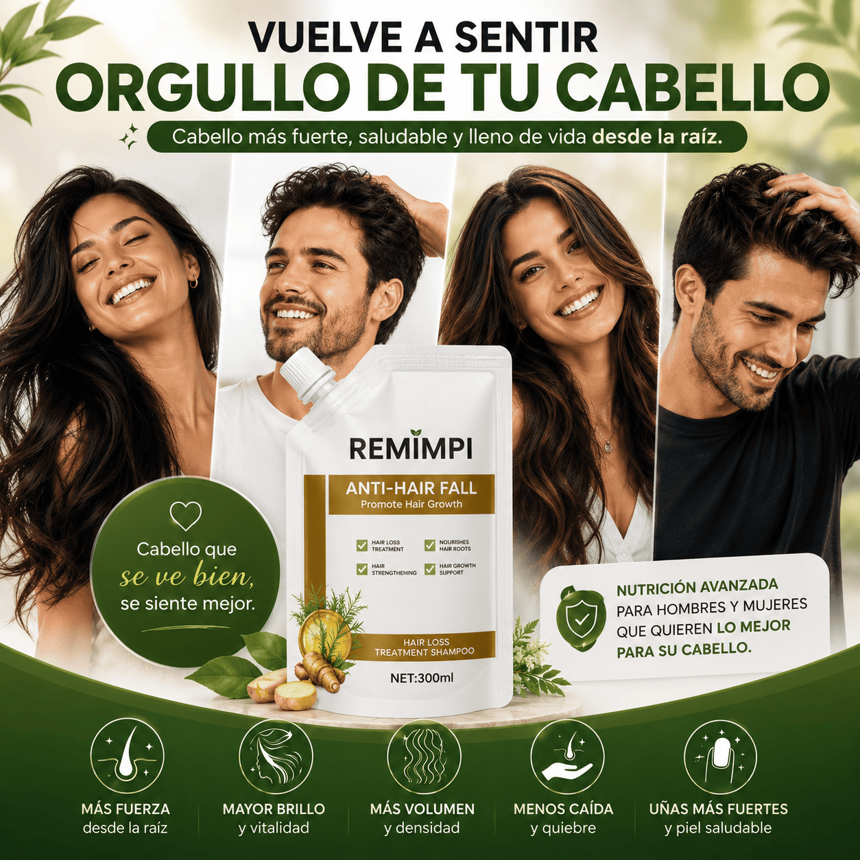 🌿 REMIMPI™ Menos Caída, Cabello Más Fuerte