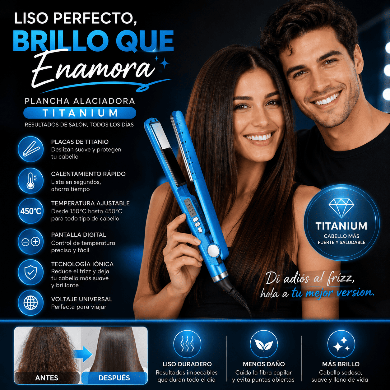 Plancha Alaciadora de Titanium Cabello