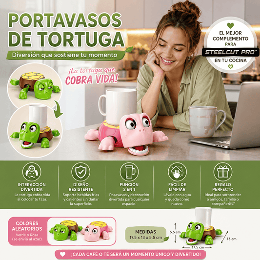 🥛 Portavasos de Tortuga Para Mesa