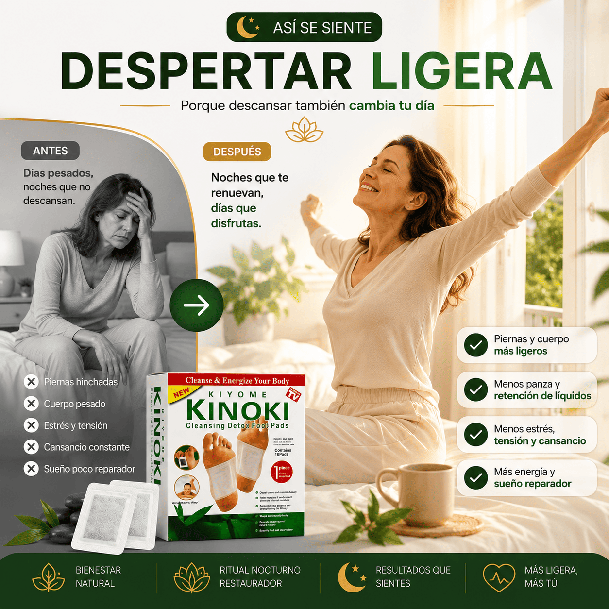 🌿 Kinoki™  Despierta ligera, sin hichazón ni estrés cada mañana
