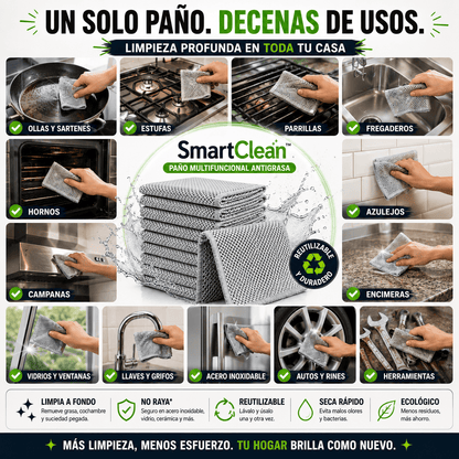 🧽 SmartClean™ Limpia sin esfuerzo ni desgaste
