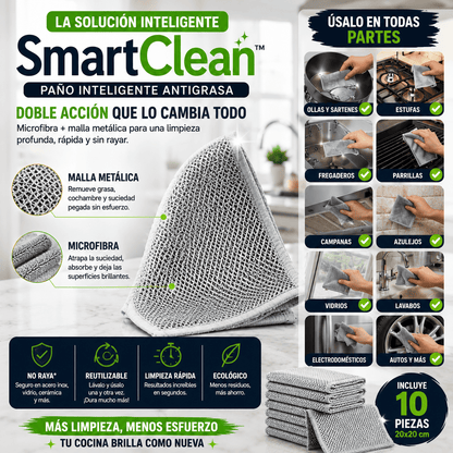 🧽 SmartClean™ Limpia sin esfuerzo ni desgaste
