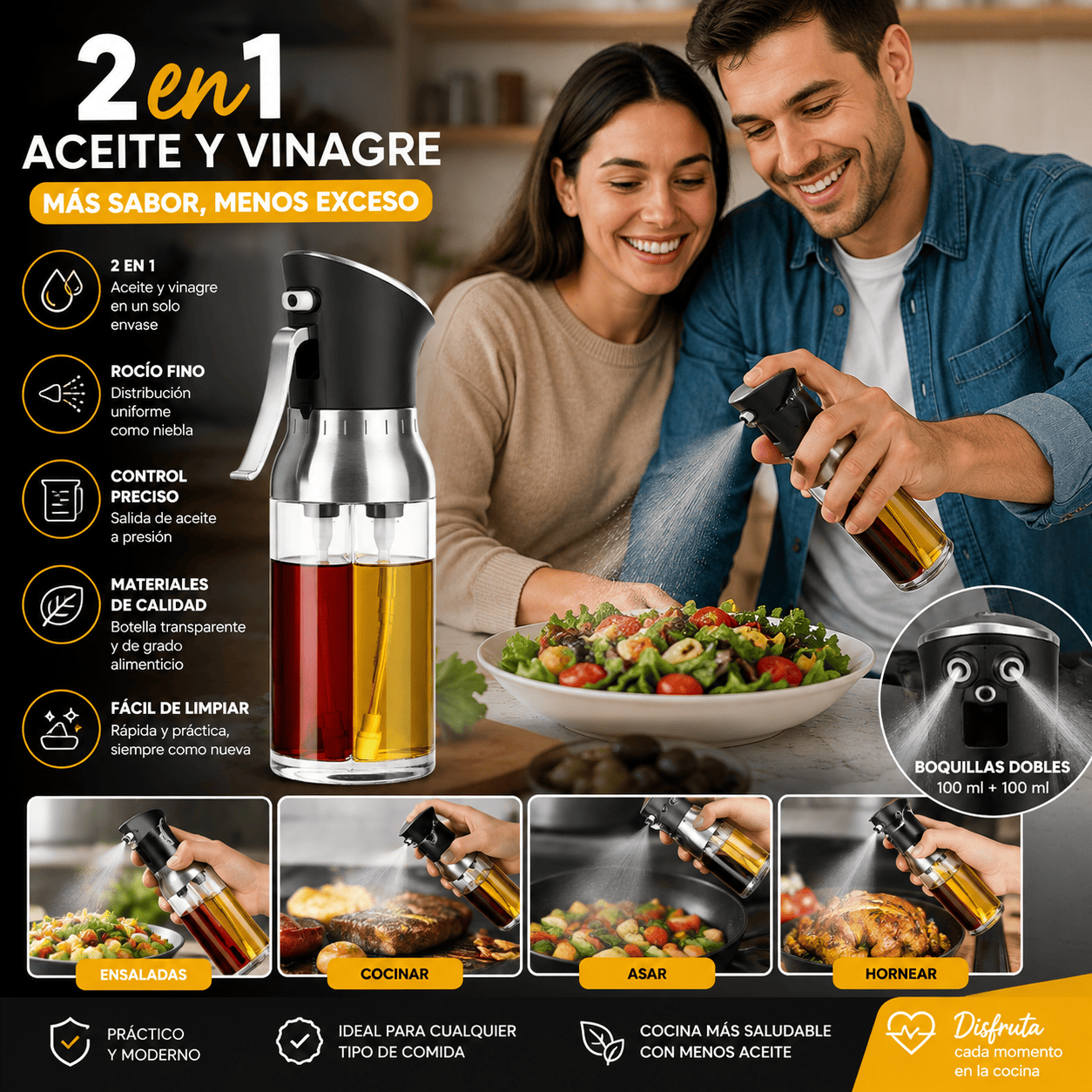 Pulverizador De Aceite Y Vinagre 2 En 1