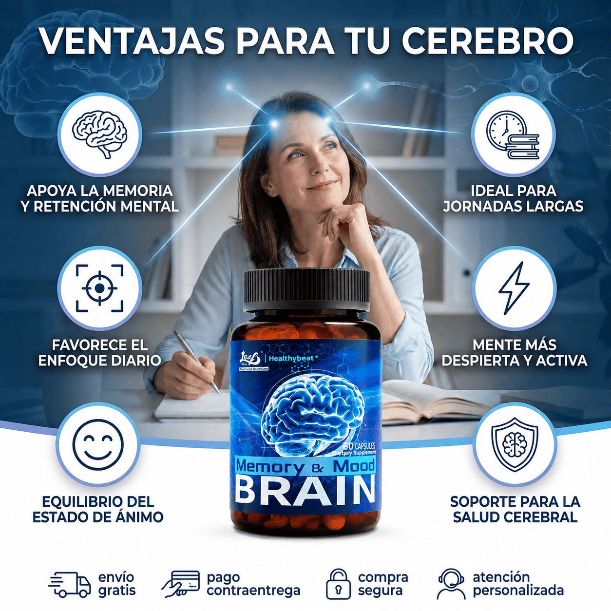 🧠 NeuroVibe™ PRO Suplemento avanzado para el Cerebro, Ánimo y Nervios