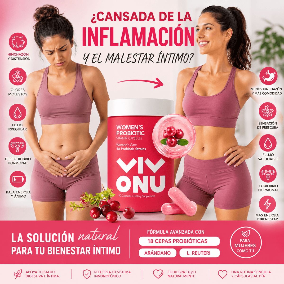 🌸 VivoNu Flora+™ Equilibrio íntimo y digestivo diario