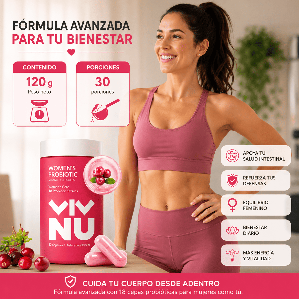 🌸 VivoNu Flora+™ Equilibrio íntimo y digestivo diario