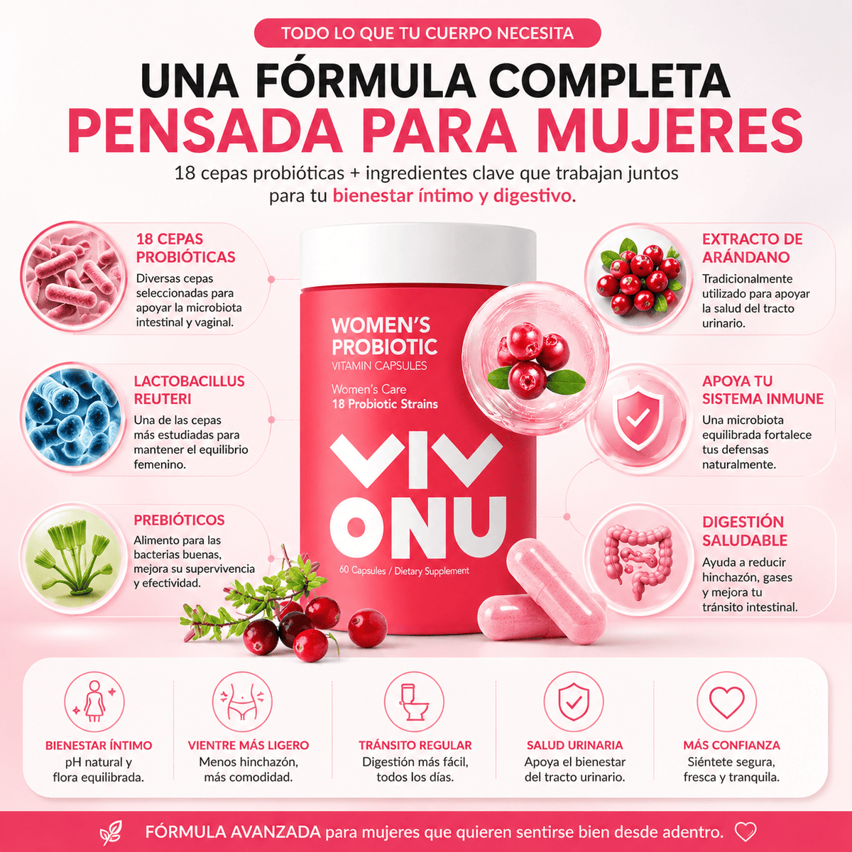 🌸 VivoNu Flora+™ Equilibrio íntimo y digestivo diario