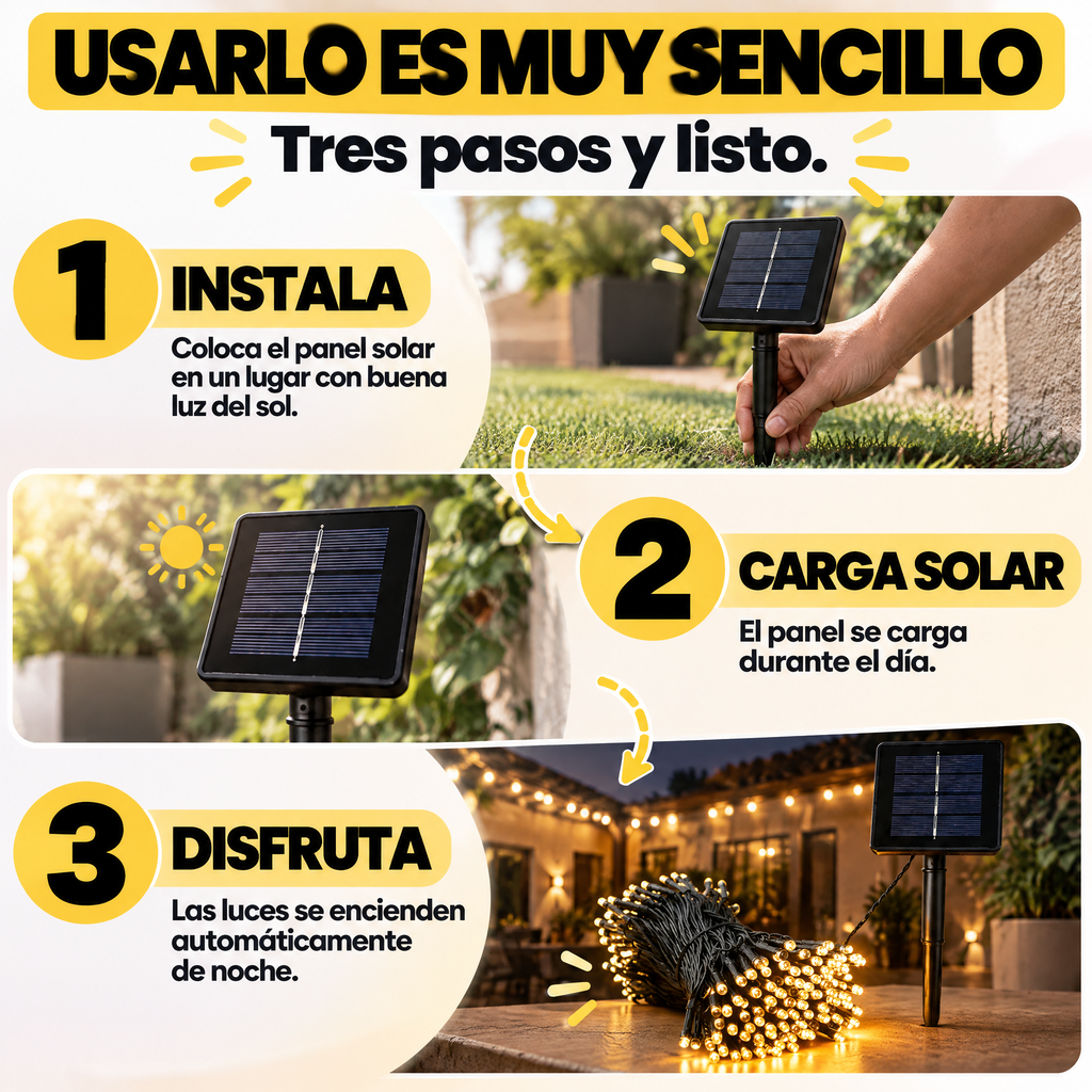 EcoBrillo® Cadena de Luces Solares 11m