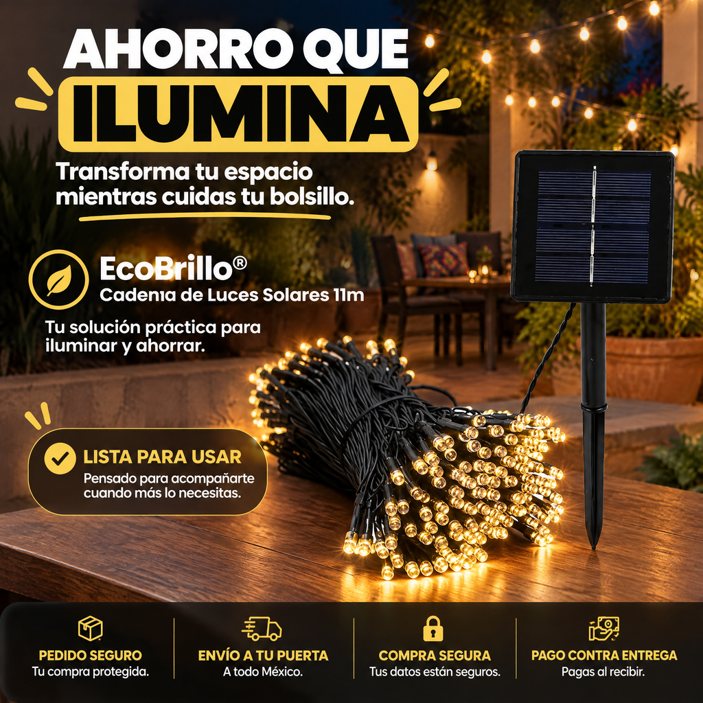 EcoBrillo® Cadena de Luces Solares 11m